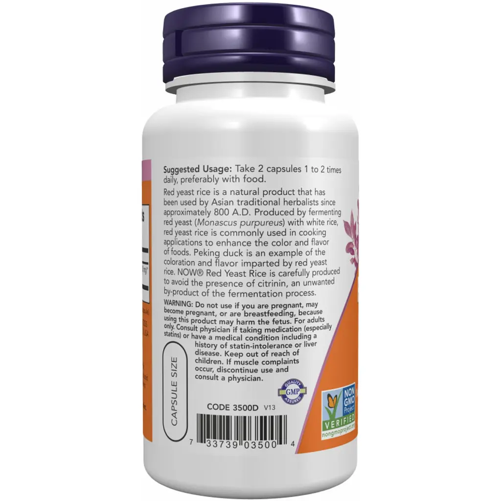 Красный ферментированный рис Now Foods 600 мг 60 капсул - фото 3