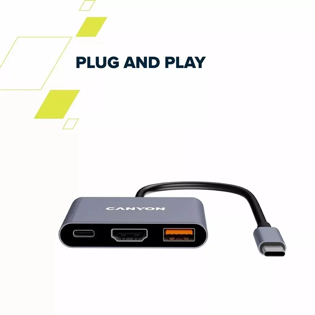 Концентратор Canyon hub DS-4 3in1 USB-C Grey (CNS-TDS4) - фото 12