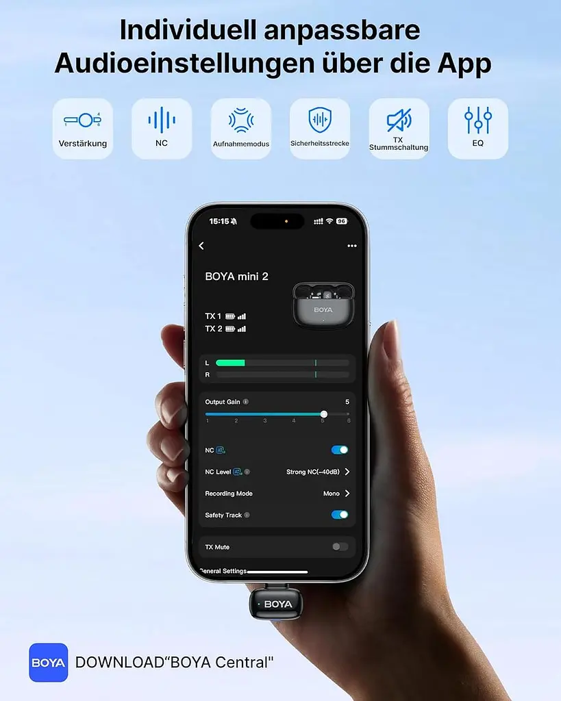 Бездротовий мікрофон BOYA Mini (2TX+2RX) для iPhone та Android, USB-C/Lightning, 48 кГц - фото 2