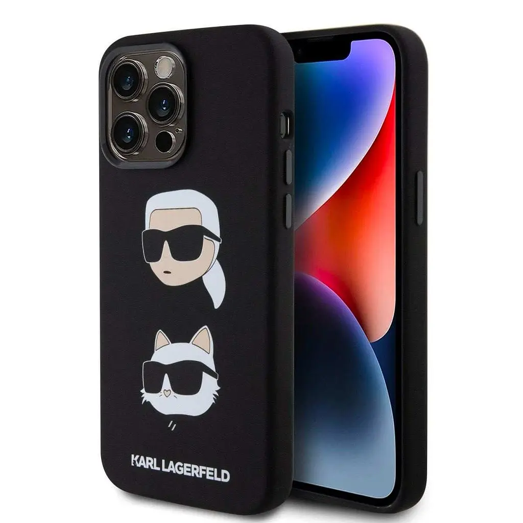 Чехол Karl Lagerfeld Liquid SilicOne Karl and Choupette Heads для iPhOne 15 Pro Max Black (57983116861) - фото 4