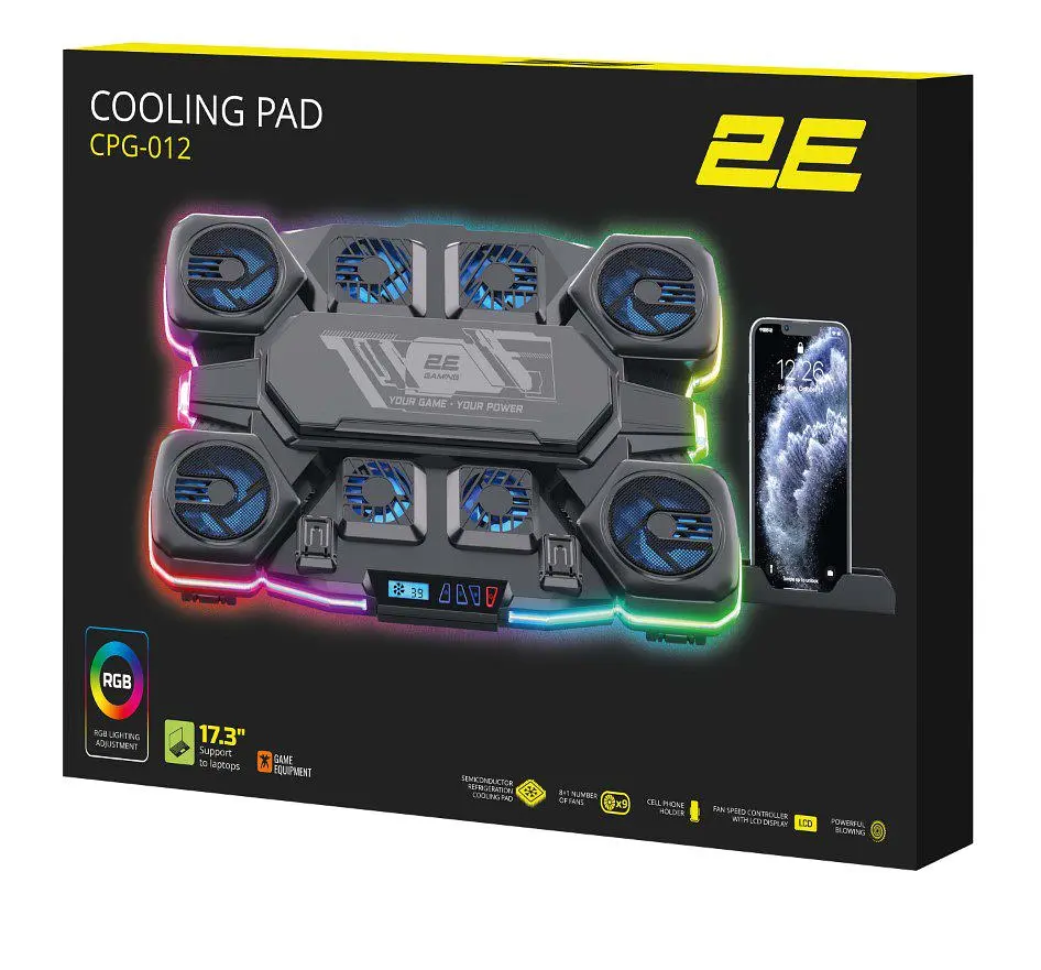Охолоджувальна підставка для ноутбука до 17,3 дюймів 2E GAMING CPG12 8xfans - фото 13