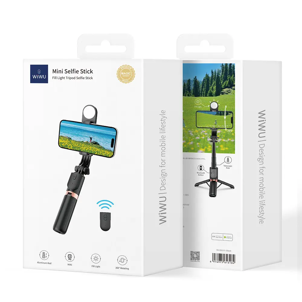 Селфі-трипод WIWU Mini Selfie Stick Wi-SE011 (with filled lights) Чорний - фото 2