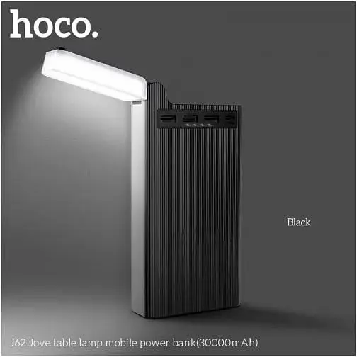Портативна батарея Hoco Jove table lamp J62 30000mAh 4 порти 3 USB та 1 Type-C з лампою чорна - фото 2