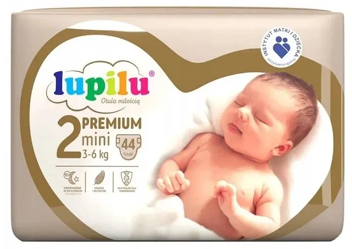 Підгузники Lupilu Premium Mini Розмір 2, Вага 3-6 кг, 44 шт