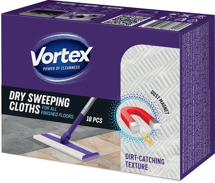 Серветки для прибирання Vortex Сухі Для підмітання підлоги ,10 шт в уп (4823071667417)
