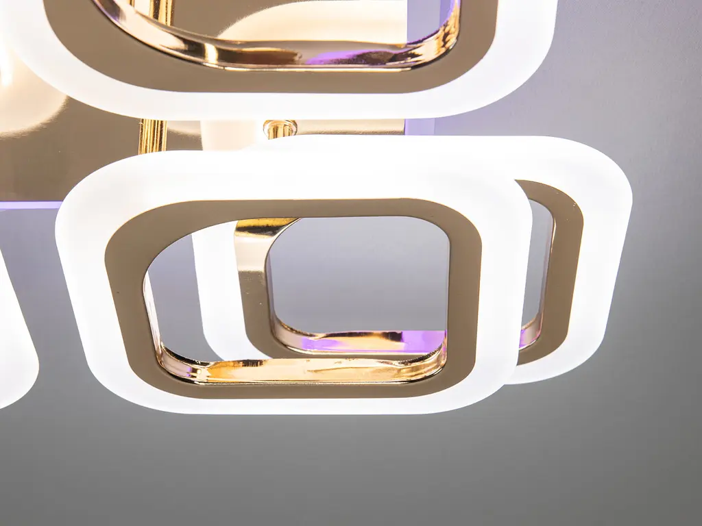 Люстра стельова LED Diasha HAS8060/4+4G, 110W, 3200K-6500K, золото, хай-тек стиль, пульт ДУ, для вітальні, спальні, кухні - фото 5