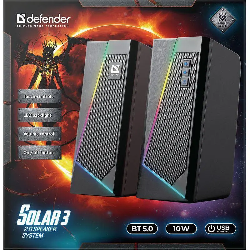 Акустична система 2.0 Defender Solar 3 10 Вт, BT/Light USB - фото 4