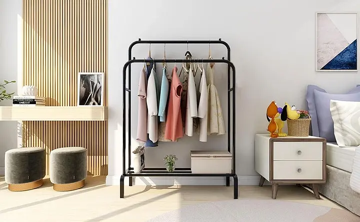 Подвійна стійка для одягу чорного кольору Double floor Hanger - фото 2