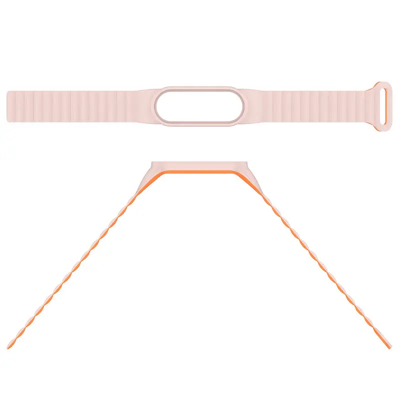 Ремінець Dual-color Magnetic для Xiaomi Mi Band 7/6/5/4/3 Light Pink / Orange - фото 4
