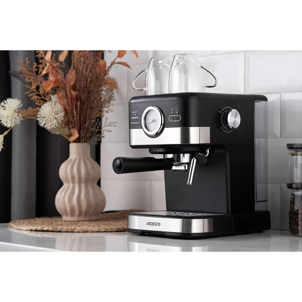Кавоварка Ardesto рожкова 1.5л мелена чорно-срібляста - фото 6