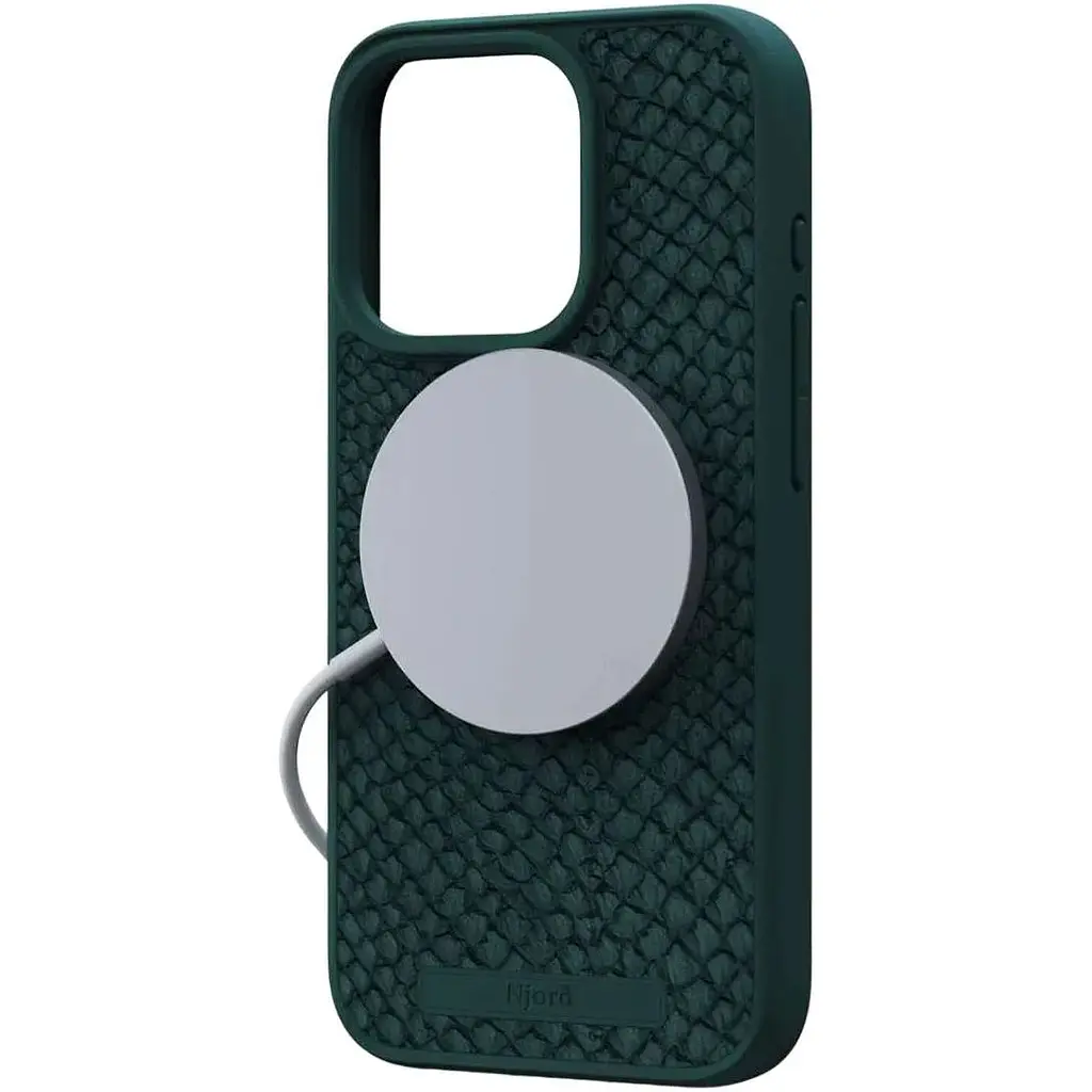 Чехол-накладка Njord Salmon Leather MagSafe Case Green для iPhone 15 Pro (NA53SL02) - фото 3