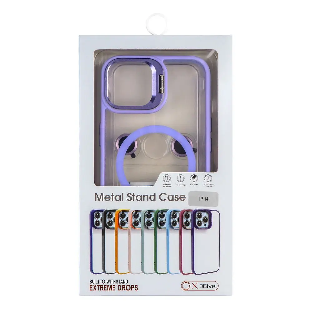 Чохол із підставкою MagSafe TPU PC Metal Stand Case Apple iPhone 14 Purple - фото 5
