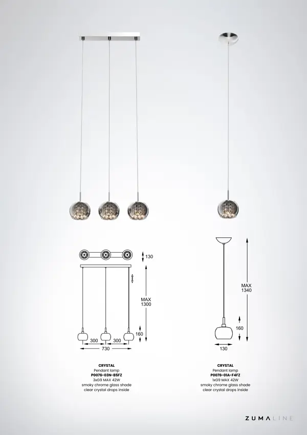 Підвісний світильник Zuma Line P0076-01A-F4FZ CRYSTAL - фото 4