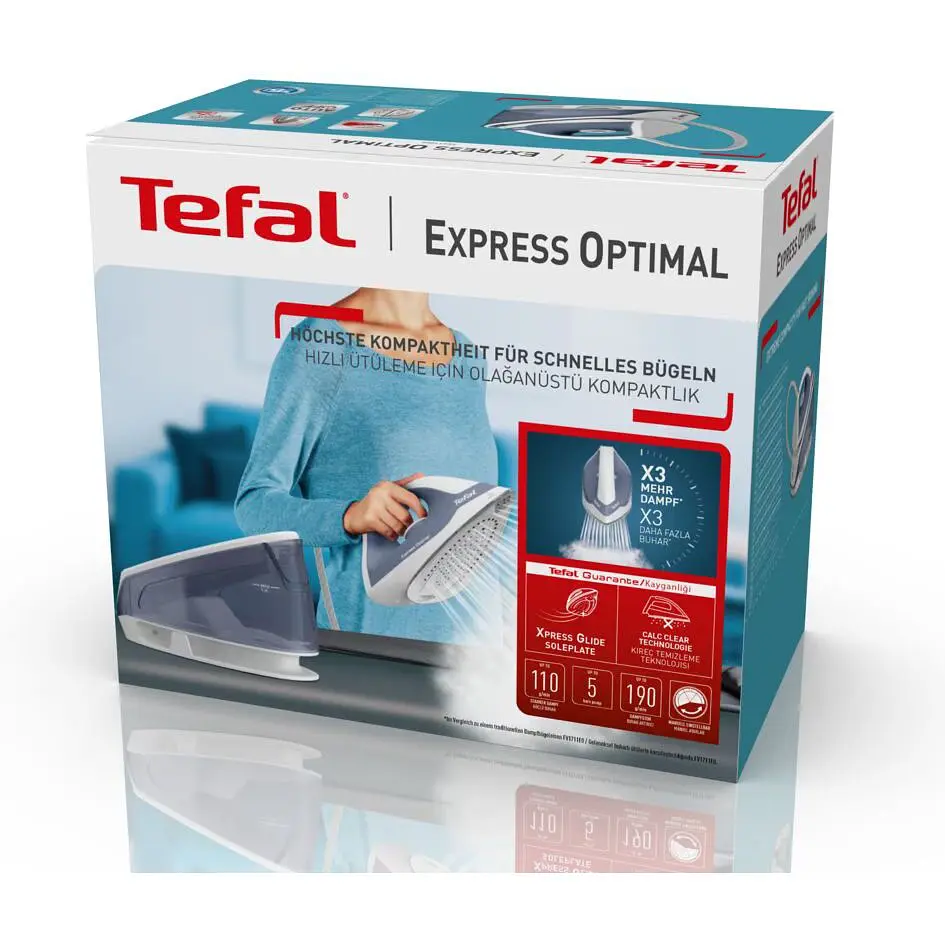 Утюг-парогенератор Tefal Optimal 2200 Вт бело-синий (SV4110E0) - фото 4
