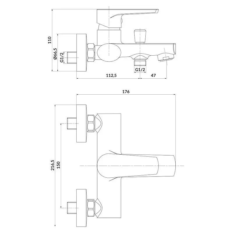 Змішувач для ванни та душу Cersanit Moduo S951-346 одноважільний Хром 30412 - фото 2