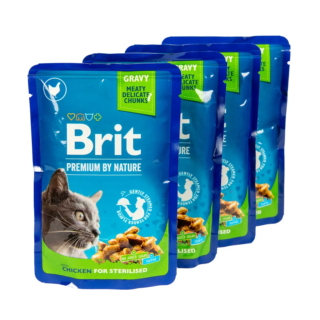 Набір вологого корму для стерилізованних котів Brit Premium Cat з куркою 400 г (4 шт. х 100 г) - фото 3