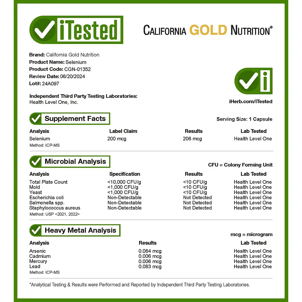 Селен California Gold Nutrition Selenium Yeast-Free 200 мкг 180 вегетаріанських капсул - фото 4