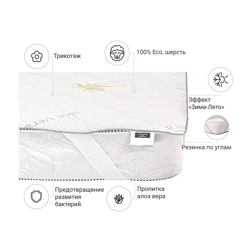 Наматрацник MirSon №1011 Alberto Wool Seasons Aloe Vera 200х220 см (2200001497474) - фото 3