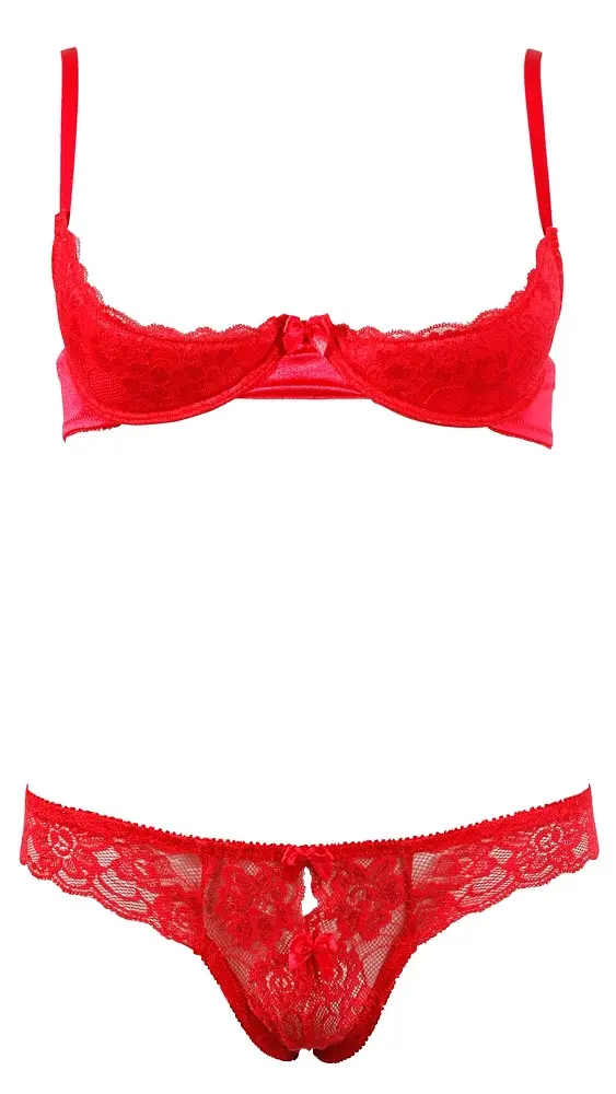 Комплект білизни Cottelli Lingerie Half-cup Bra Set, 80B/M (червоний) - фото 3