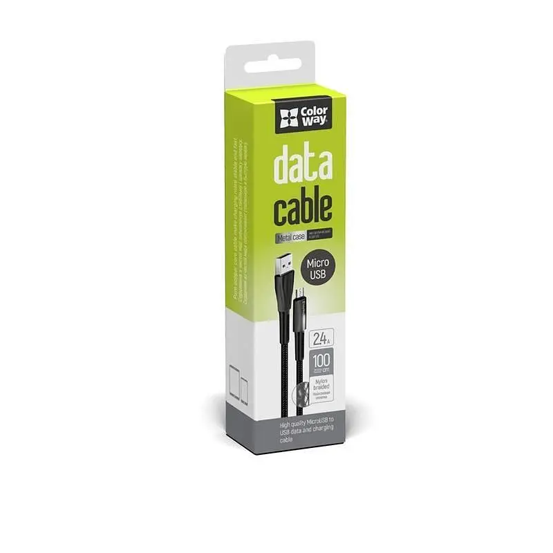 Кабель ColorWay USB - micro USB (M/M), Zinc Alloy + Led, 2.4 А, 1 м, Black (CW-CBUM035-BK) - фото 5