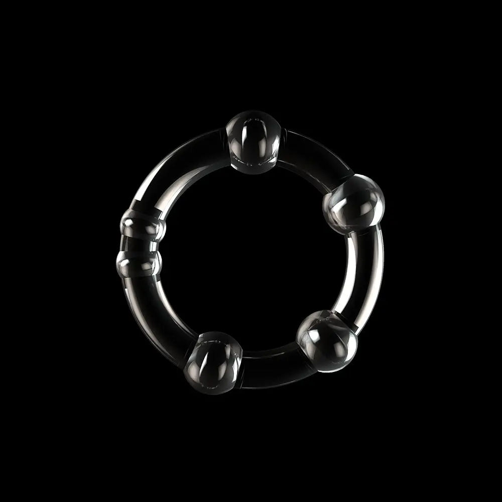 Набір ерекційних кілець Lovetoy Triple Beaded Ring Set 3 шт. прозорий - фото 4