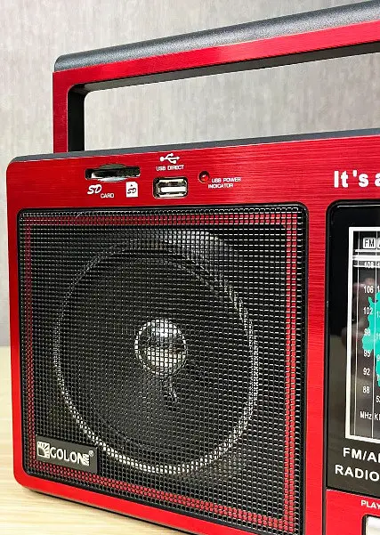 Радіоприймач Golon RX-006UAR радіо MP3 USB MicroSD робота від мережі батарейок Червоний - фото 6