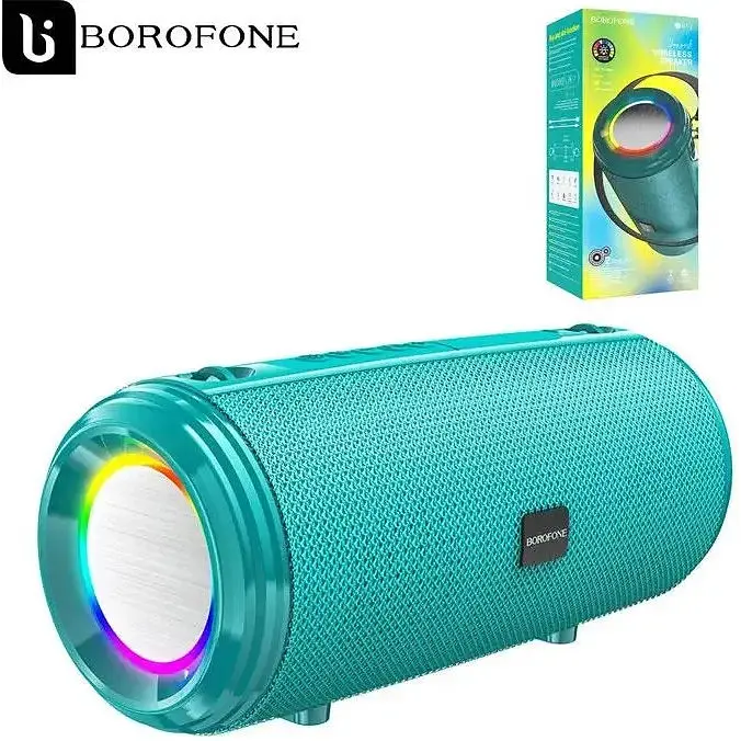 Музична портативна вluetooth колонка Borofone BR13 Young світлодіодне підсвічування 1200 мАч Бірюзовий - фото 2