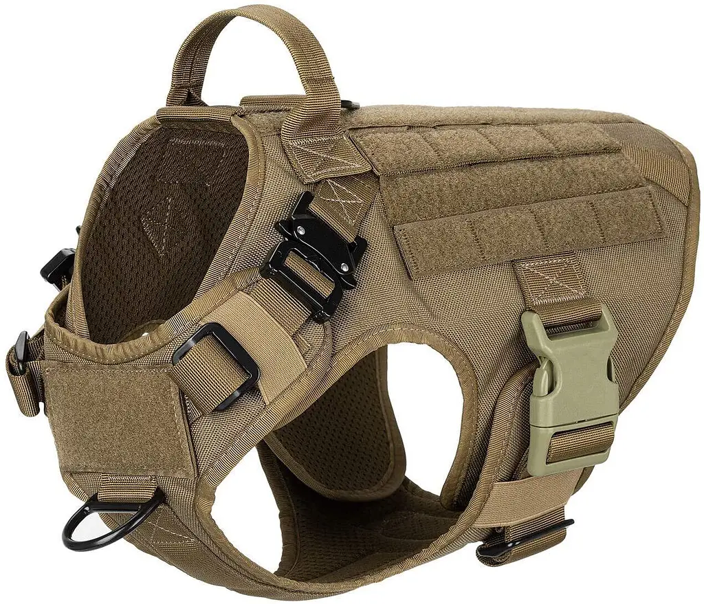 Шлейка для собак Harness K9 Long, металева пряжка фастекс і система MOLLE, Коричнева М
