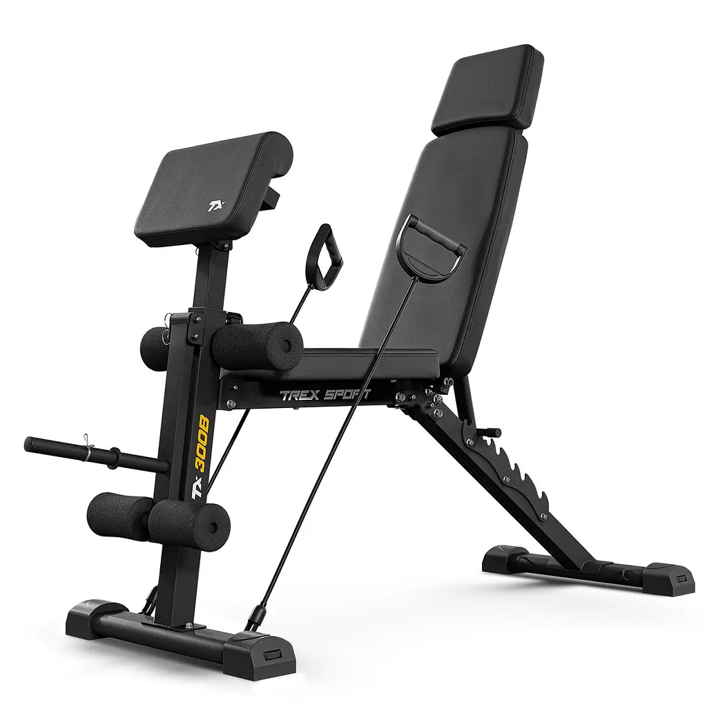 Лавка тренувальна з еспандерами Trex Sport TX-300B із партою Скотта