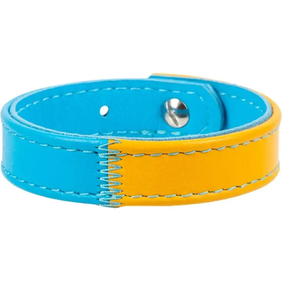 Браслет Waudog Family Colors of freedom, шкіра, S, 18-20х1,5 см, жовтий з блакитним - фото 2