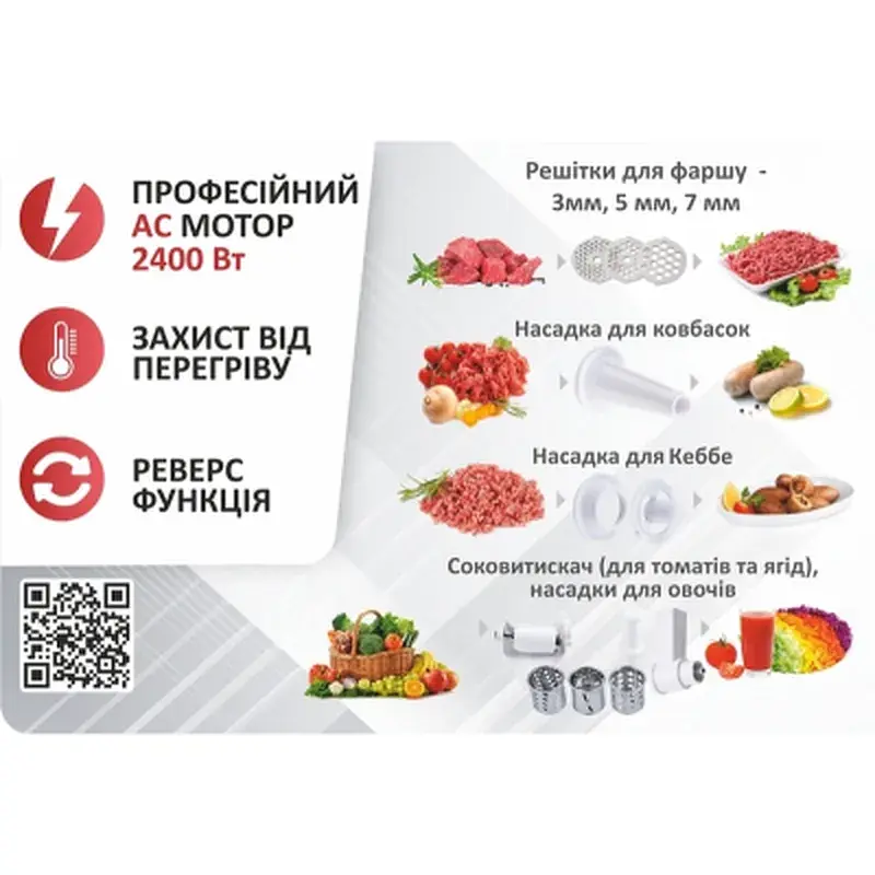 Мясорубка PRIME Technics PG 2483 W - фото 5