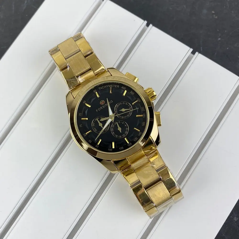 Наручний годинник чоловічий 6917 Gold-Black Forsining acs0031384 - фото 2