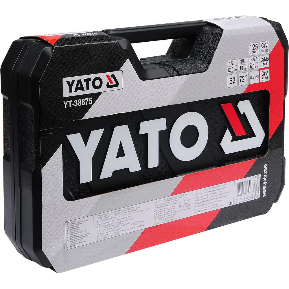 Набір головок торцевих Yato квадрат 1/2", 3/8", 1/4" з інструментами та насадками 126 шт. (YT-38875) - фото 4