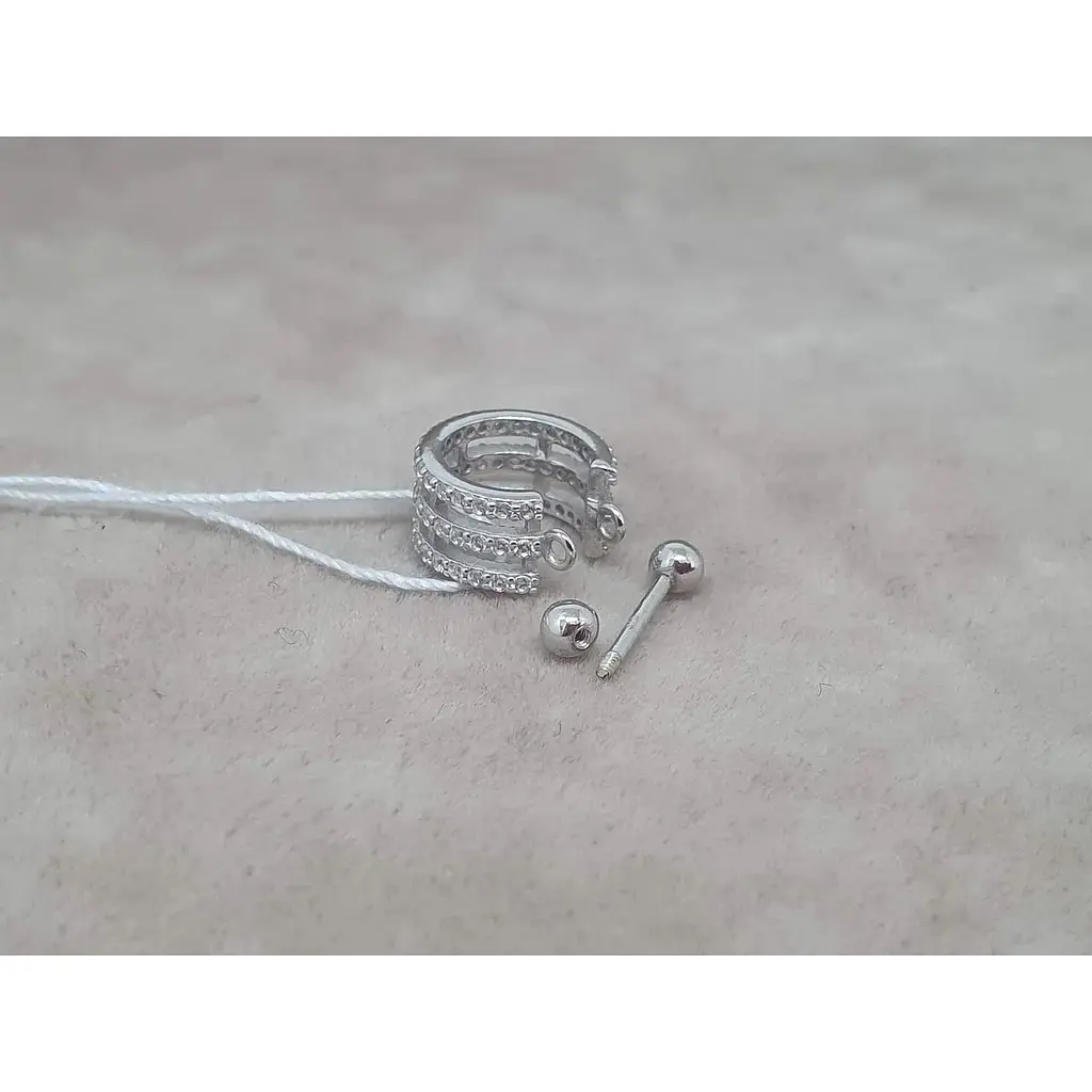 Серебряная серьга кольцо для пирсинга хеликса Ирий со штангой. 40081ШТ - фото 5