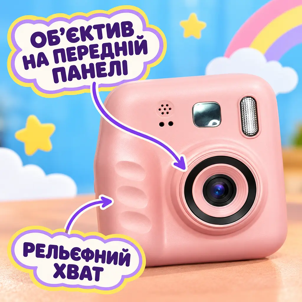 Детский фотоаппарат Camera с моментальной печатью черно-белых фото и экраном розовый (52836223) - фото 4