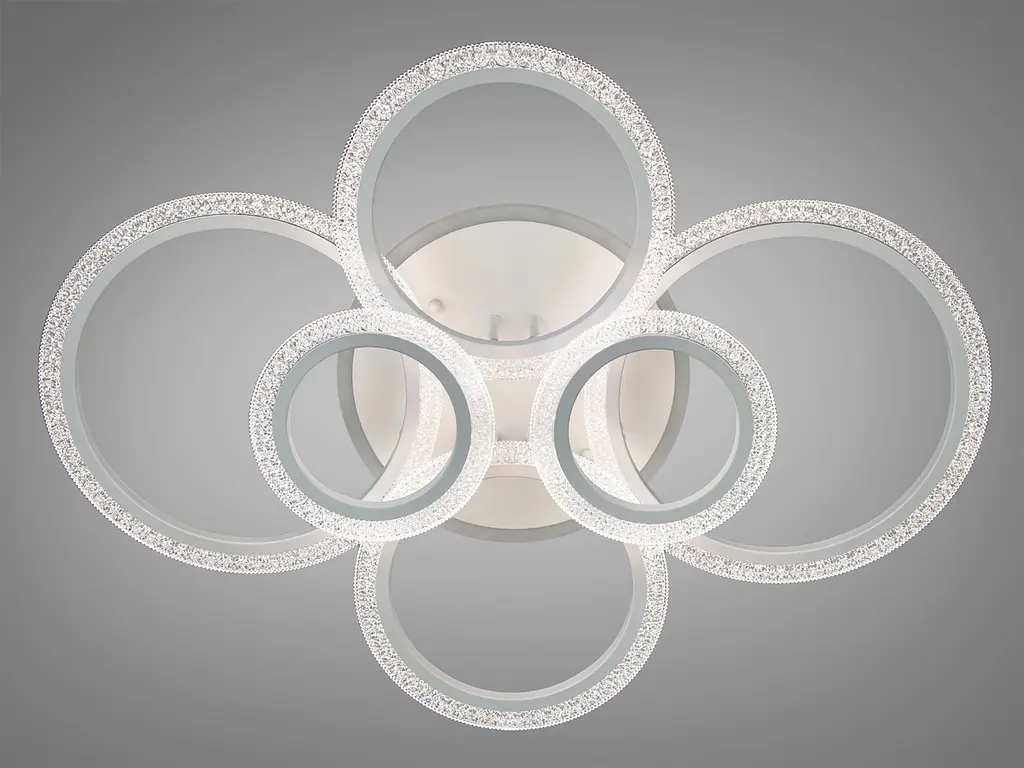 Стельова LED-люстра з пультом, диммером та підсвічуванням 105 Вт Diasha 2408/6WH LED 3color dimmer - фото 3