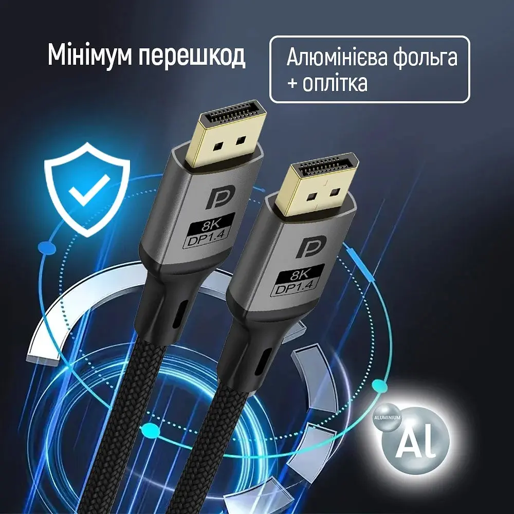 Кабель ColorWay DisplayPort-DisplayPort V1.4 8K 1.5м, Чорний (CW-CBDP093-BK) - фото 2