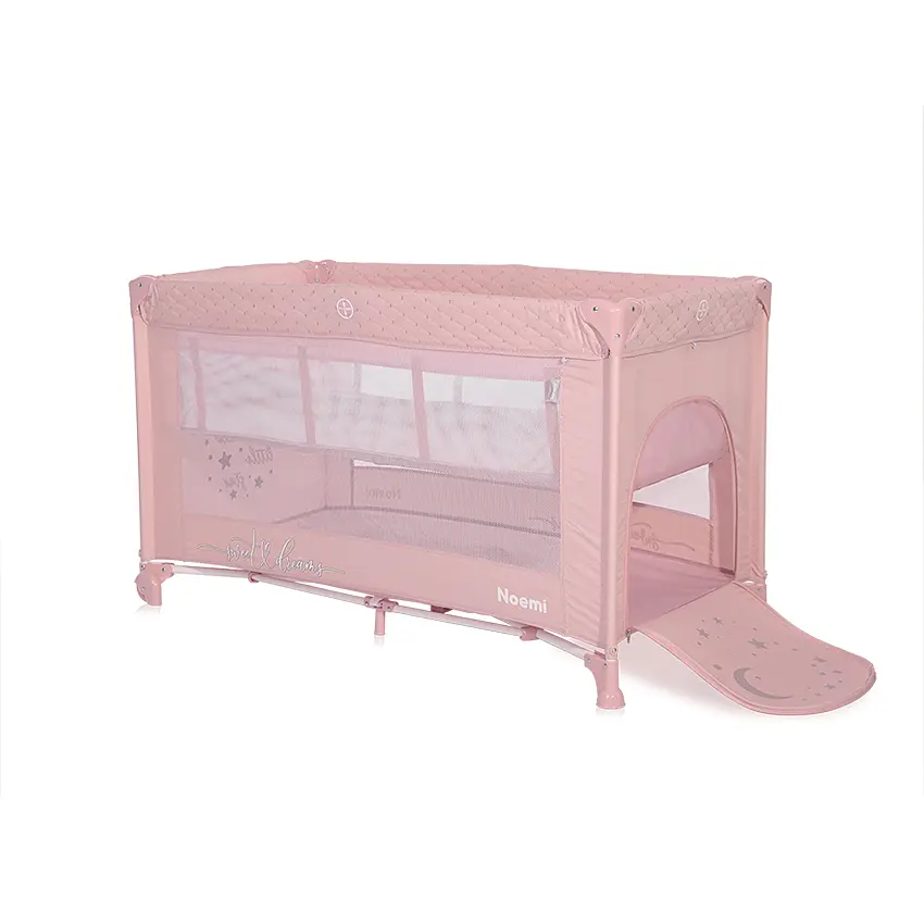 Двухуровневый манеж для детей от рождения Noemi 2 Layers Mellow Rose Star Lorelli Розовый - фото 3