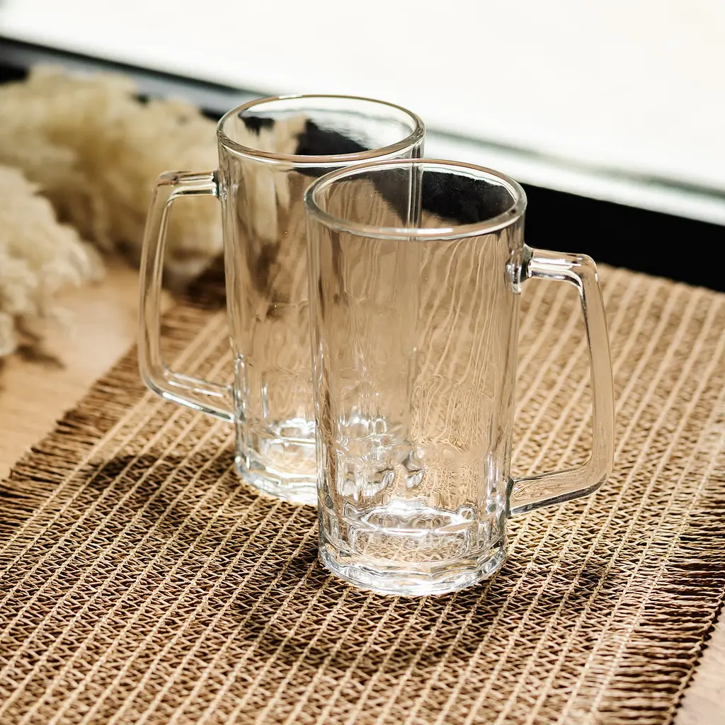 Набір кухлів для пива Yiwu Patterned Stein скляних 2 штуки по 530 мл кружки для пива скло з ручками міцний посуд HP-17-61 - фото 2