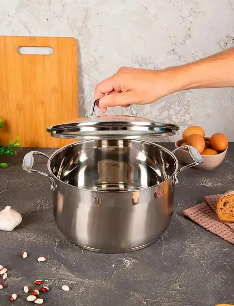Каструля з кришкою Krauzer Universal 78337 24 см 6 л сіра - фото 9