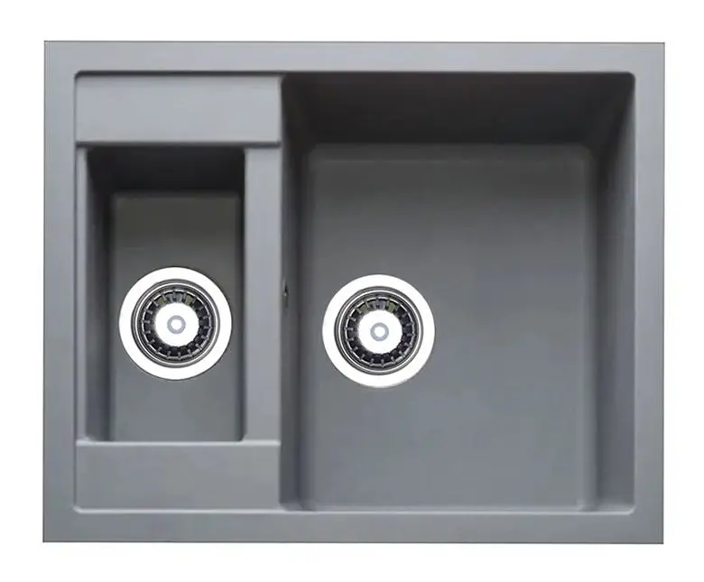 Кухонна мийка Adamant DUPLEX сіра 610x495x200 мм, з додатковою чашею 61 см - фото 3