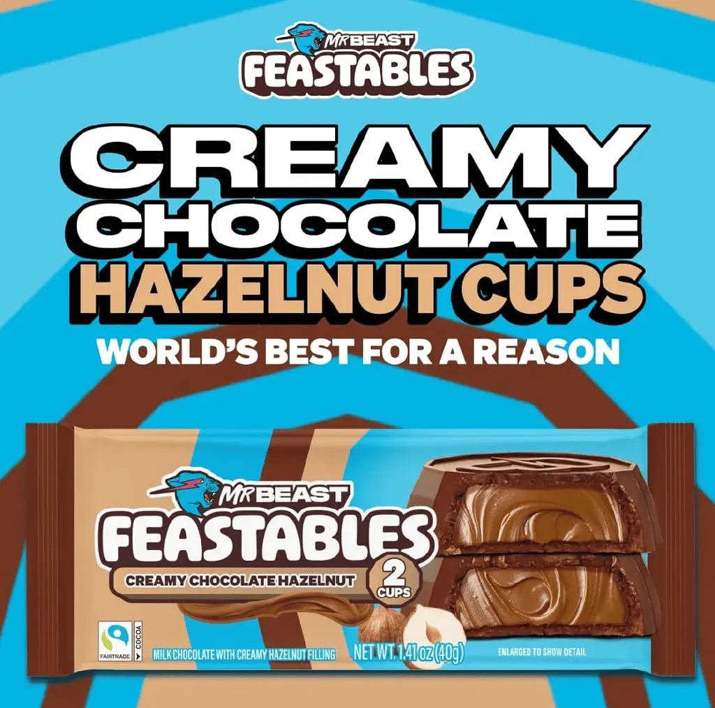 Шоколадні цукерки Feastables MrBeast Creamy Hazelnut Chocolate Cups 40г - фото 6
