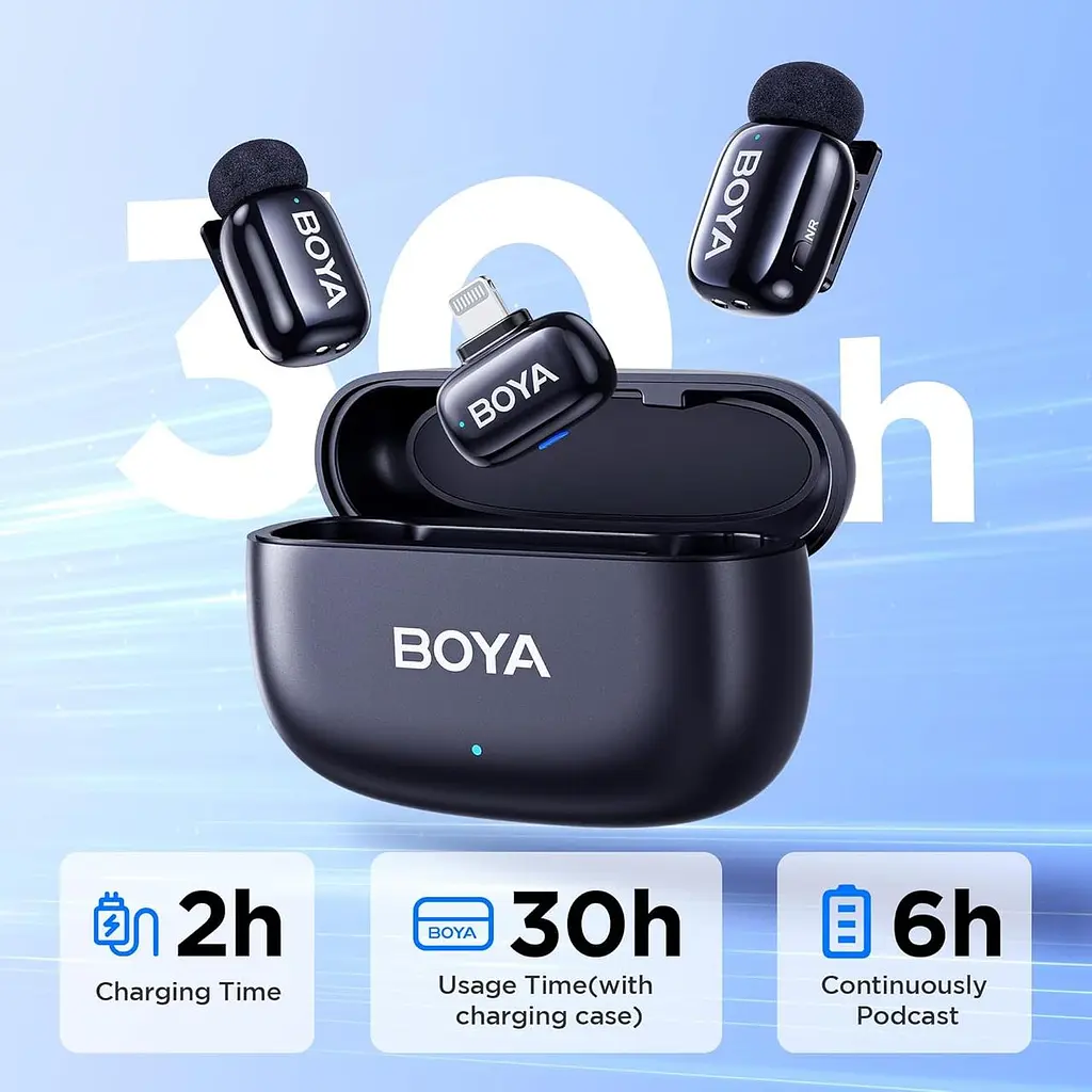 Бездротовий мікрофон BoyaMini для iPhone/iPad Lightning (2 шт), AI голос, шумозаглушення - фото 3