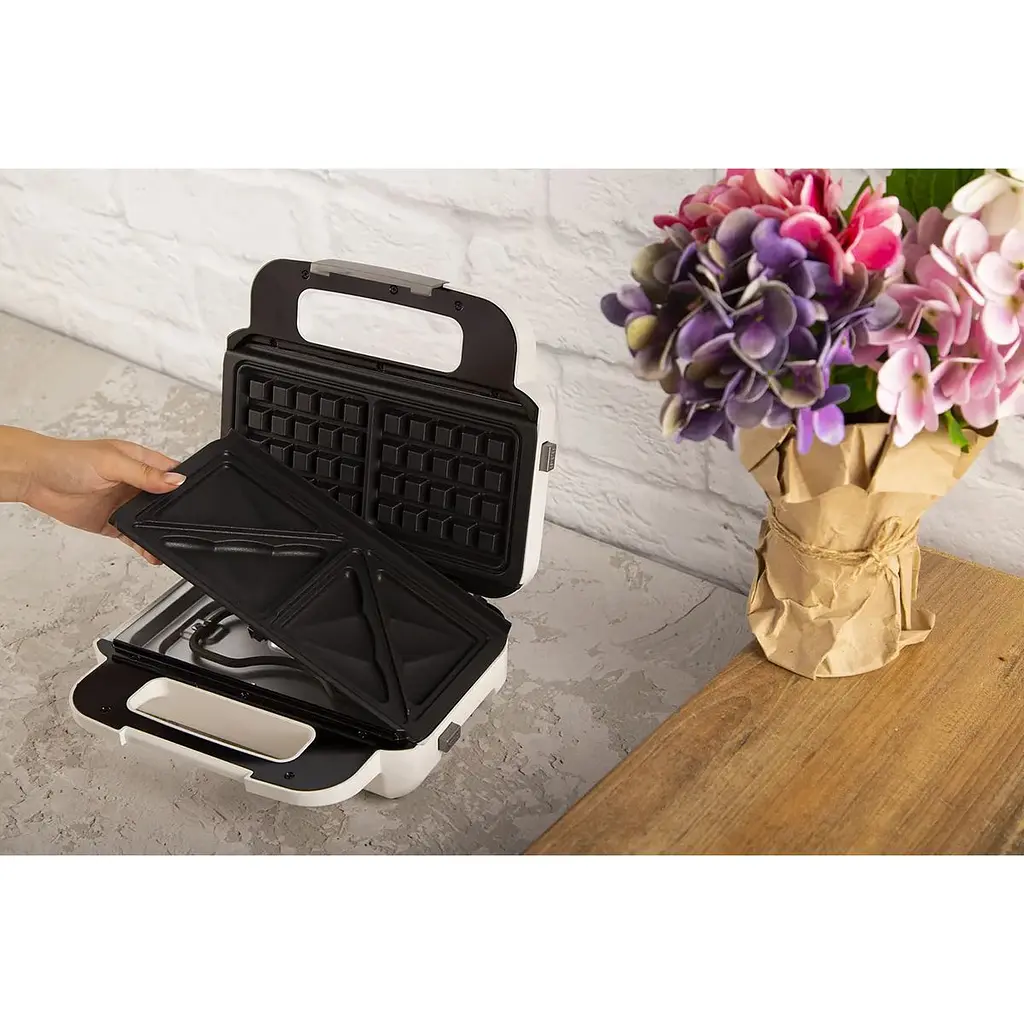 Мультимейкер Tefal Snack XL 850 Вт тефлон 3 пластины корпус пластик бело-черный (SW701110) - фото 16