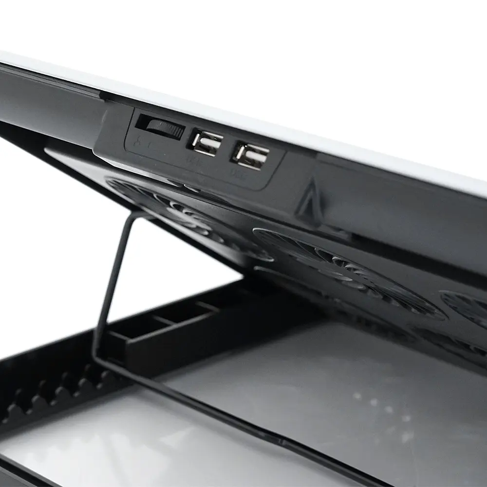 Підставка під ноутбук IceCoorel A19, 10-15.6", 6 * 60mm 580±10% RPM, корпус пластик + алюміній, 2xUSB 2.0, 350x225x26mm, Silver, Box, Q20 - фото 3