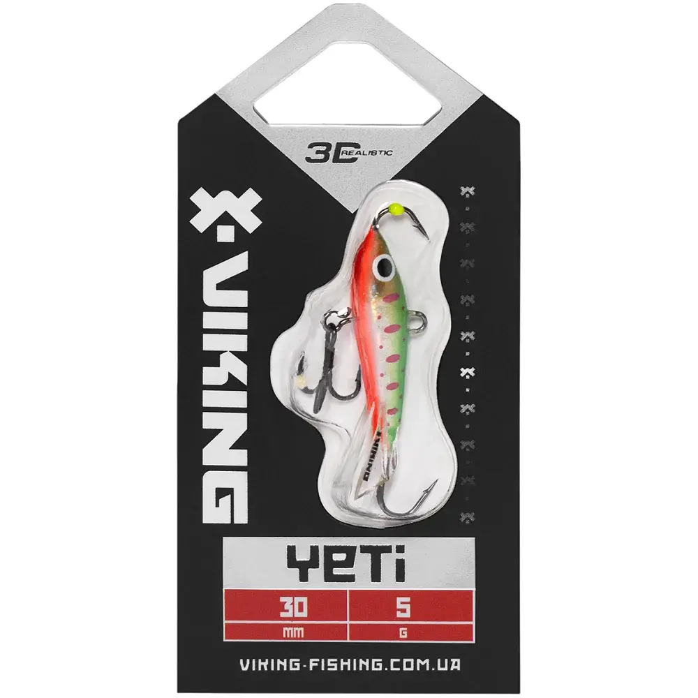 Балансир Viking Fishing Yeti Ice Jig 30mm 5.0g #27 Trout Green - фото 2