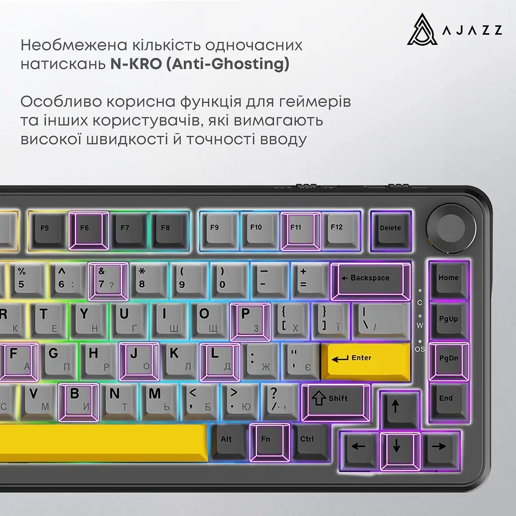 Клавіатура Ajazz AK820 MAX Plus Daydream Switch Black/Gray/Yellow (AK820MAX-DD-BGY) [142205] - фото 10