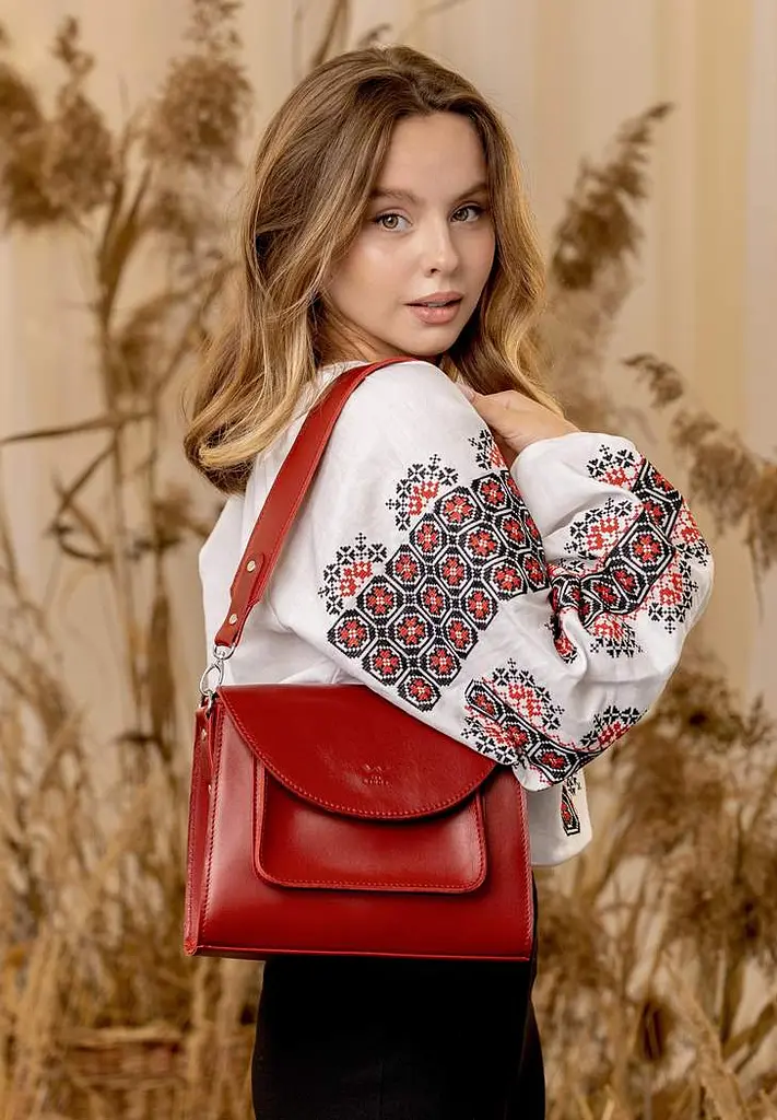 Жіноча шкіряна сумка Liv червоний краст - фото 3