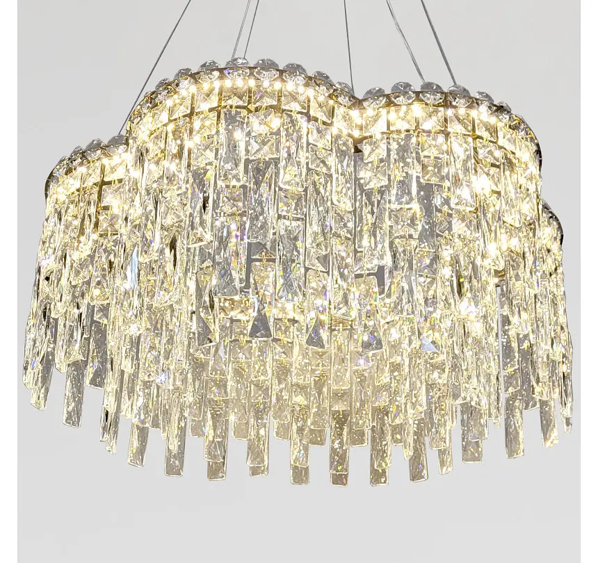 Золота підвісна кришталева LED люстра Artlight 8635/600GD діаметром 57 см з 3 режимами 81W. - фото 3
