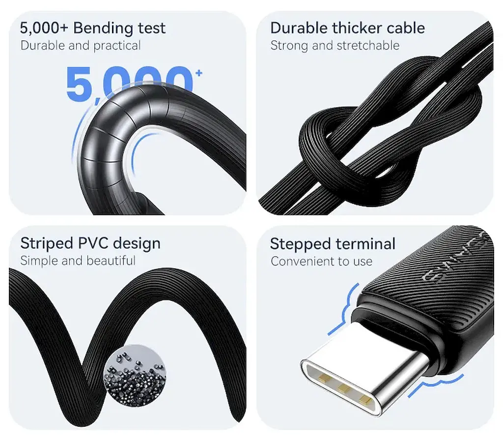 Кабель Usams US-SJ688 USB-A to Type-C 3A KY Series 1м Black (6958444909202) - фото 4